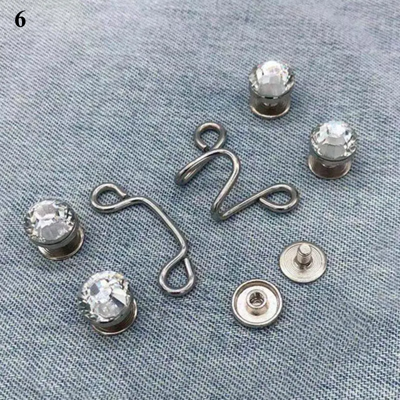 1Set Waist Adjustment Button Silver Color Metal Garment Hooks Jeans Waist Buckle Removable Rivet Button DIY Invisible Button Hot mens black leather belt Belts