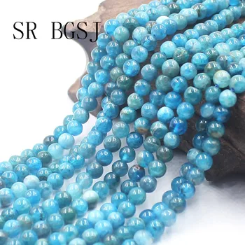 

Free Shipping 4mm Small Round Blue Apatite Loose Stone Spacer Beads Strand 15"