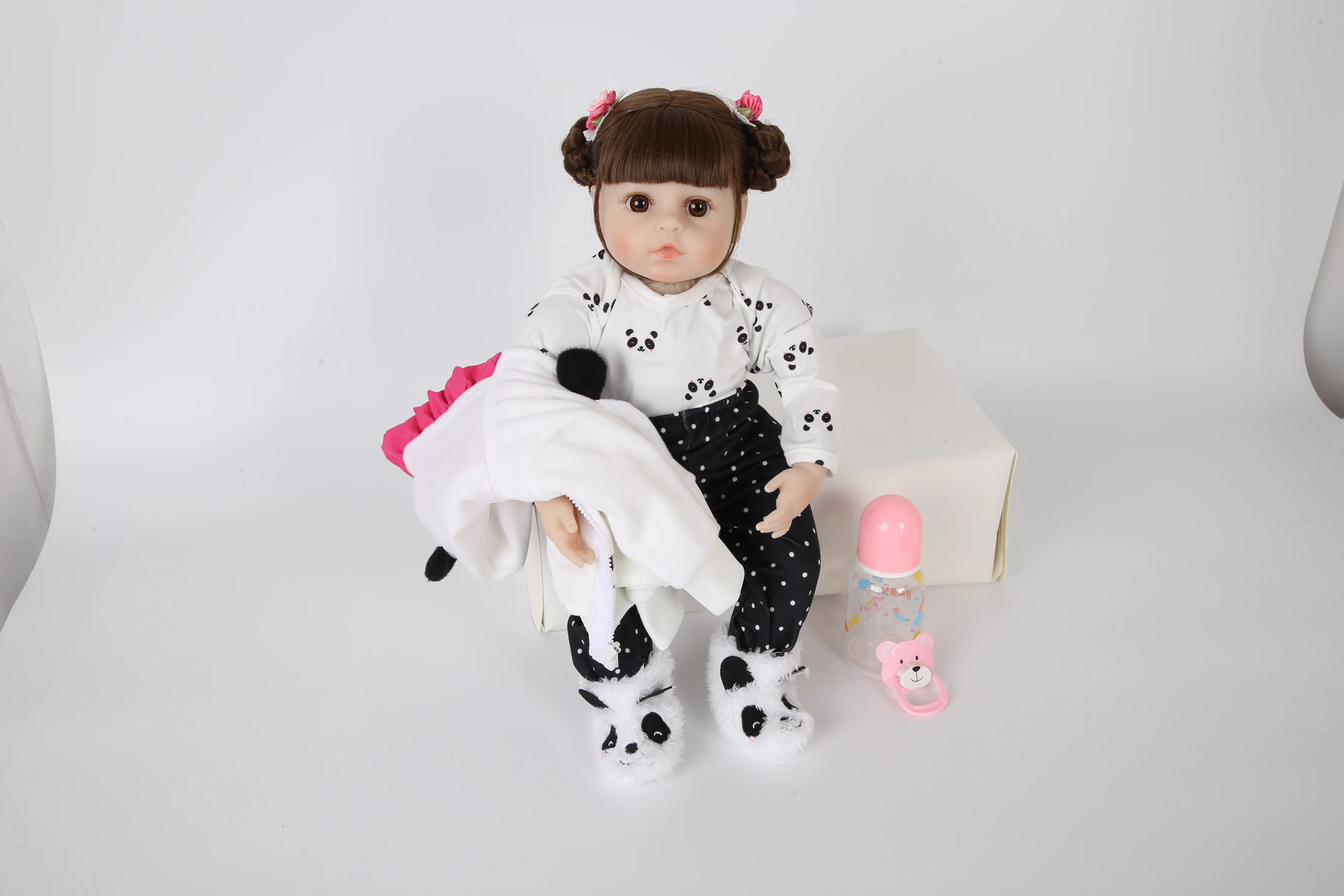 19 дюймов Мягкие силиконовые Симпатичные в стиле «little panda» кукла новорожденного ребенка Реалистичная девочка дает детям самый лучший подарок на день рождения праздник