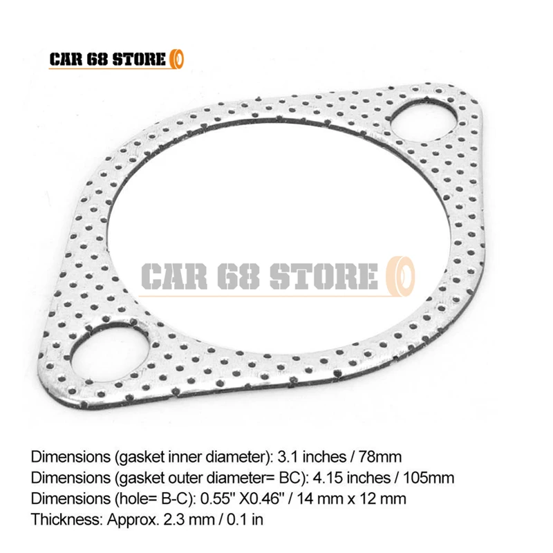 Car Exhaust Flange Gasket 5Pcs/Set 3 Inch Ceramic Exhaust Pipe Metal Gasket With Reinforced Ring 3in 76mm Downpipe Auto Parts