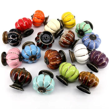 1x Ceramic Pumpkin Handle Pull Knobs Cabinet Door Cupboard Drawer Knobs Locker for Home Kitchen Decoration