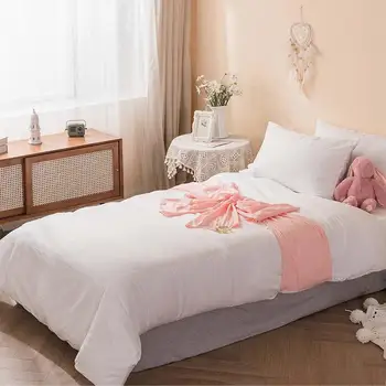 

Japan Style Bedding Set Girl Kids Room Single Double Bed Covers Pink Bow Decor White Duvet Cover Bedspread Pillowcase Sets