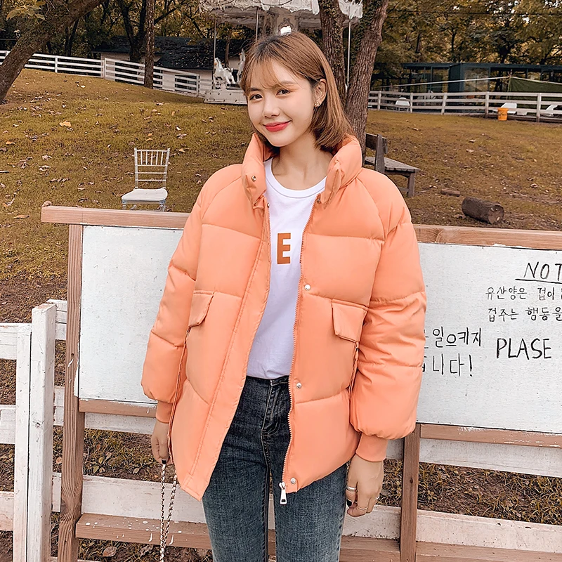 2020 Winter Coat Women Short Style Solid Oversized Womens Jacket Stand Collar Loose Cotton Padded Casual Plus Size Female Parka