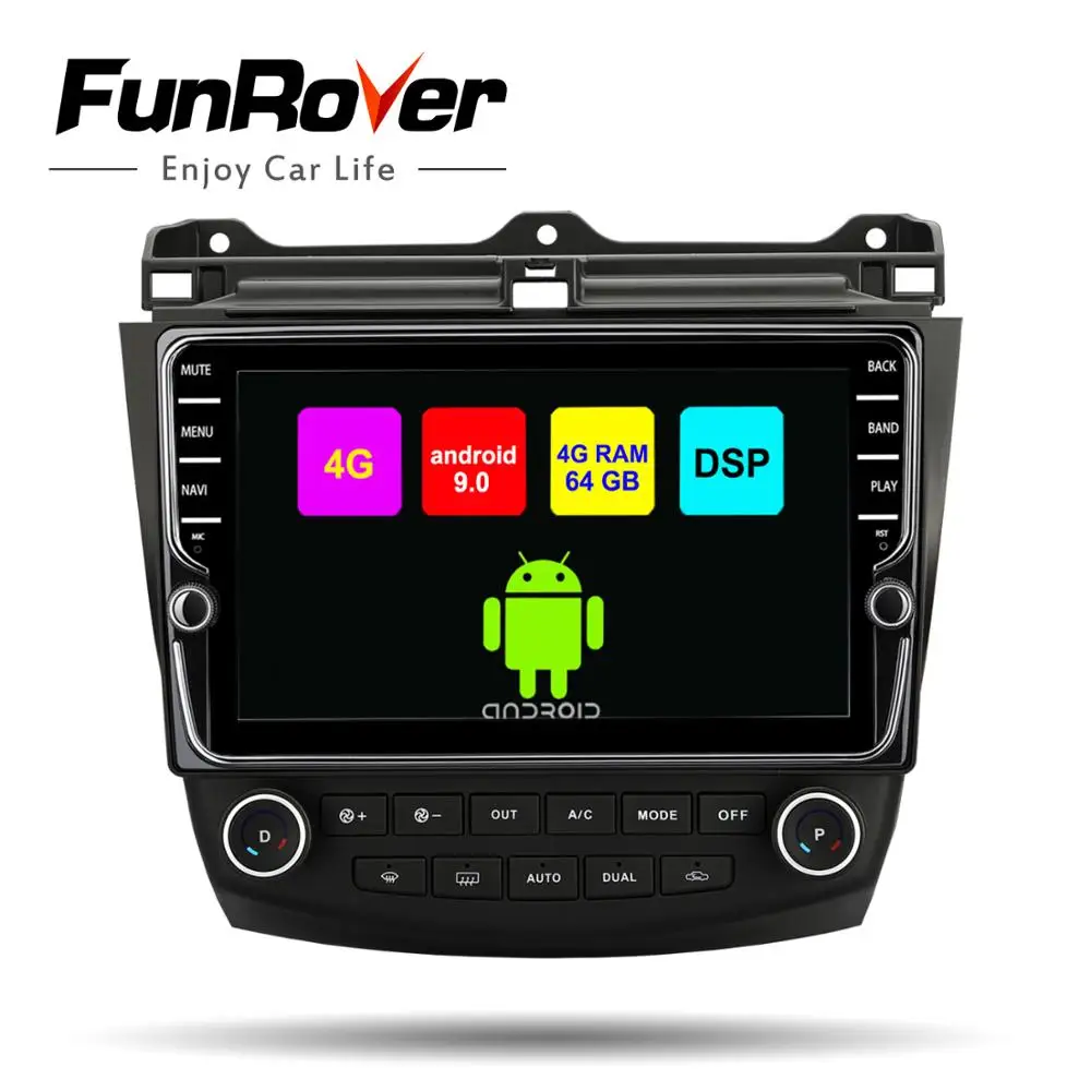  Funrover octa 8 core 2din car multimedia dvd player android 9.0 for Honda Accord 7 2003-2007 SIM ra