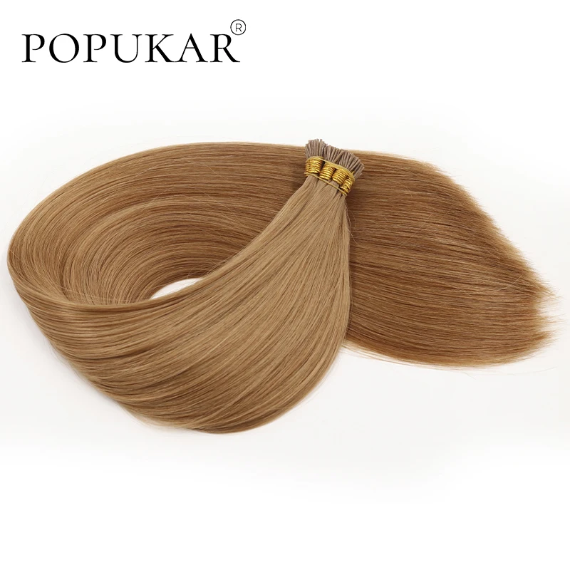 

Popukar Pre bonded mini i tip #27 light brown european hair extensions raw unprocessed 12a cuticle aligned human hair
