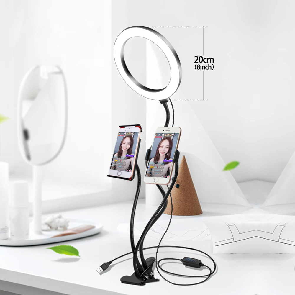 

Selfie Ring Light Cellphone Holder - YingnuoST Ring Light Stand Live Stream Makeup, 360 Rotating for iPhone Android Cell Phone