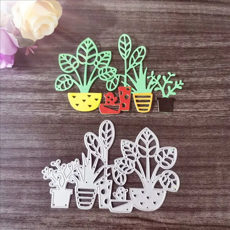 Potted plant Metal Cutting Dies for DIY Scrapbooking Album Paper Cards Decorative Crafts Embossing Die Cuts | Дом и сад