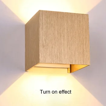 

3W Wood Grain Square Up and Down Luminous Wall Lamp Bedroom Bedside Creative Aisle Living Room Study dimming Reading Wall Light