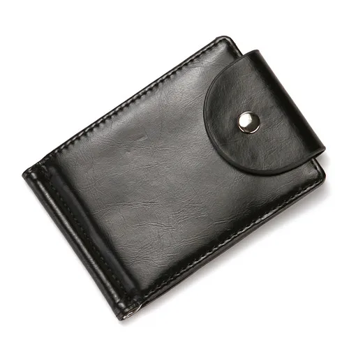 CUIKCA, тонкий кожаный кошелек, сумка для монет, зажим для денег, чехлы для карт, на молнии, для женщин и мужчин, кошелек, для ID, кредитных карт, с застежкой - Цвет: black