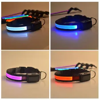 

Smart Solar Power USB Charging Electronic LED Flashing Light Pet Collar Nylon Safety Glowing Dog Necks Collars Pet Supplier
