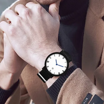 

Hot Sale 2019 Men Quartz Watch Classic Nylon Belt Band Simple Round Dial Solid Color Watch IE998
