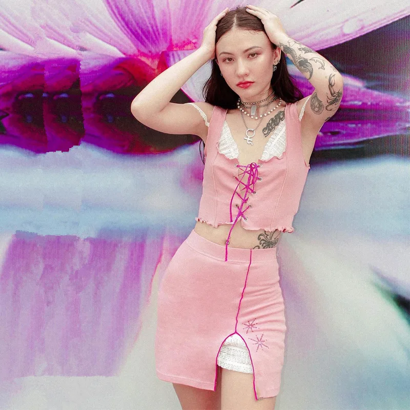 

Dress suit women Europe and America high waist show thin lace edge tight skirt sexy temperament suit women