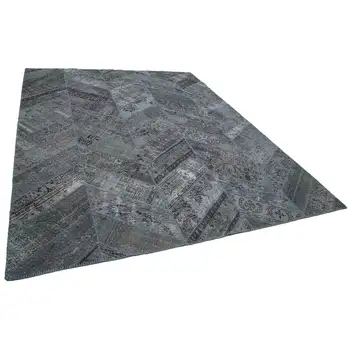 

247x308 Cm Grey Handmade Modern Patchwork Rug-8x10 Ft