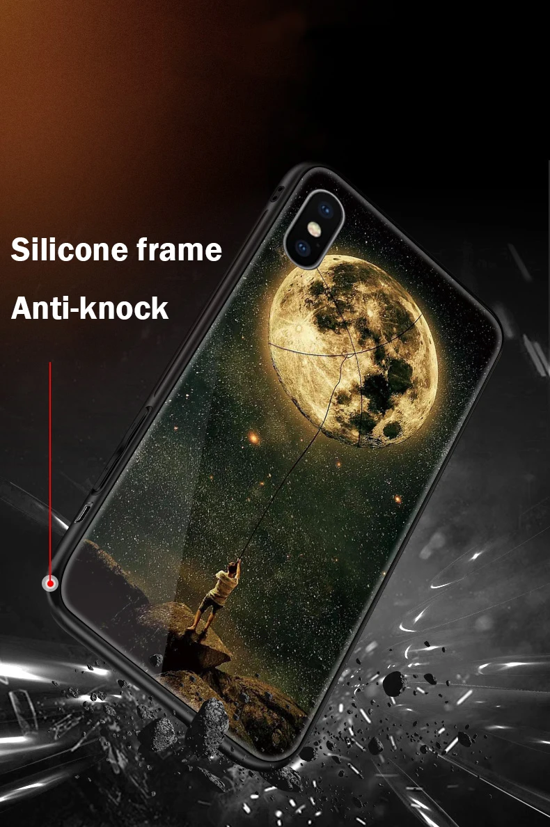 Чехол для iPhone XS MAX XR 6 6S 7 8 Plus прозрачные чехлы для телефона из закаленного стекла с узором чехол для iPhone XS Max XR 10 Ультратонкий чехол