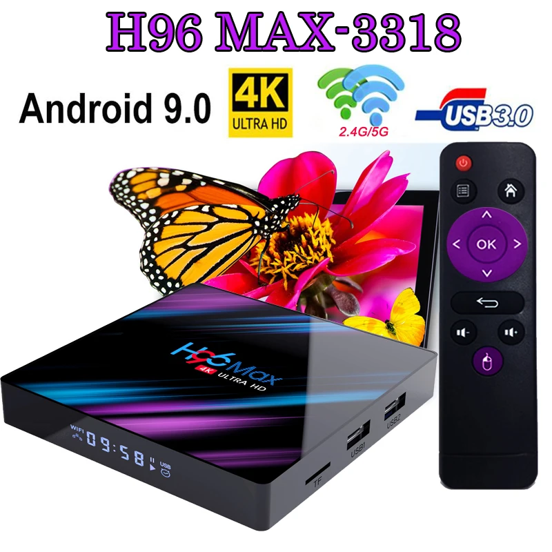 H96 Max RK3318 Smart tv box Android 9,0 медиаплеер 2,4G/5G Wifi Bluetooth H96 Max 4G 32G/64G 4K Поддержка Netflix YouTube tv box