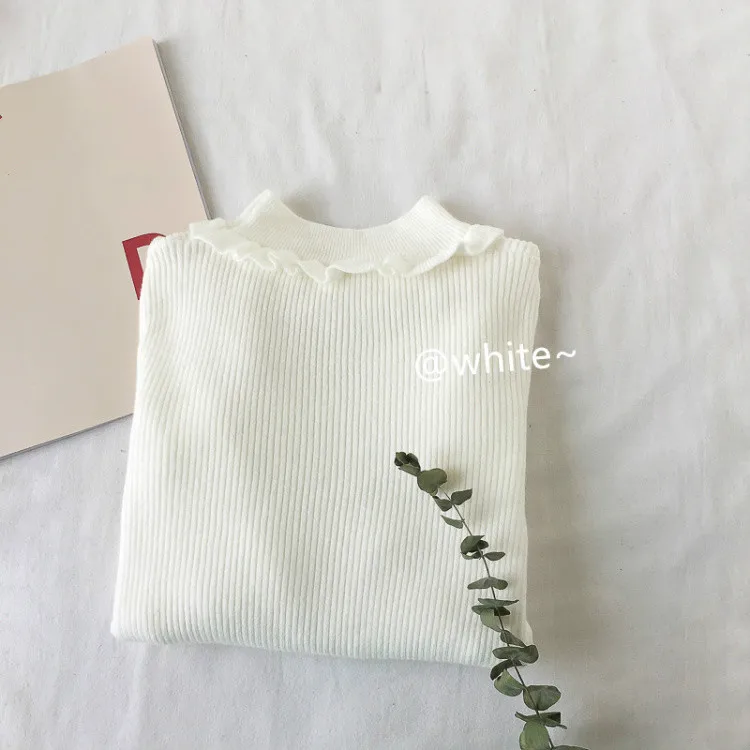 Neploe Pull Femme осень-зима Нижняя трикотажная одежда с длинным рукавом, круглый вырез, ВЯЗАННЫЙ ПУЛОВЕР с оборками Сладкий Для женщин свитера 54174