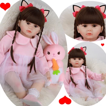

JINGXIN PRINSES 60cm Reborn Bebe Dolls Silicone Soft Realistic Princess Girl Baby Doll Cotton Body Ethnic Doll Kid Birthday Gift