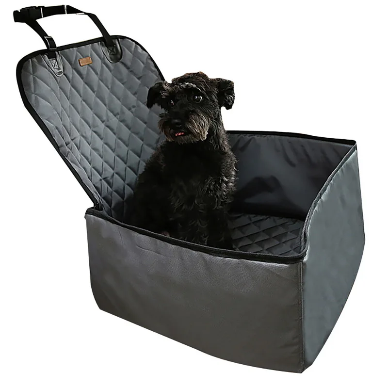grey Pet сиденье автомобиля чехол для переднего сиденья для собаки кошка пижамы для малыша, Портативный 2-в-1 собака защита сиденья Non-Slip Водонепроницаемый с ремнем безопасности - Цвет: grey