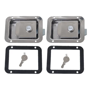 

2pcs Marine Yacht Stainless Steel Paddle Lock Latch Truck RV Tool Box W/ Key