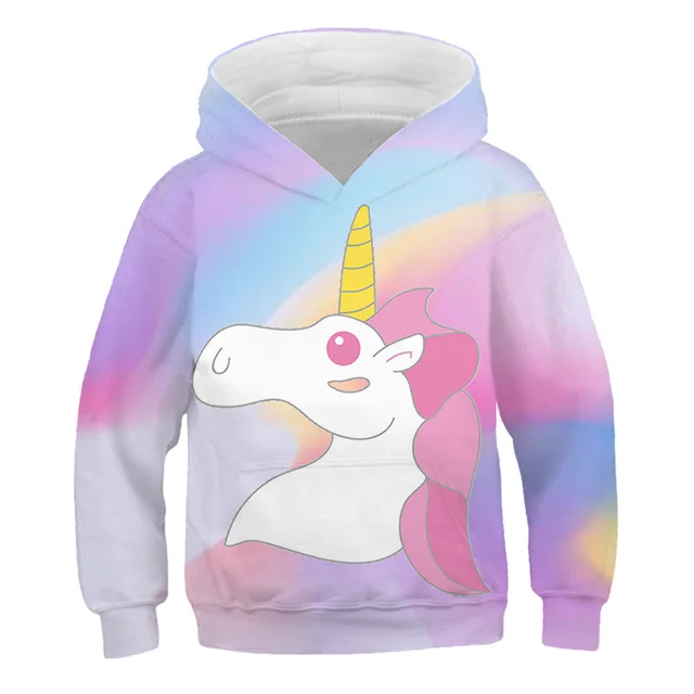 Girls Unicorn Hoodies 4 5 6 7 8 9 10 11 12 -14 Years Kids Sweatshirt Unicorn Hoodies Boys Hooded Autumn and Winter Girl Clothes Tzwy-13251