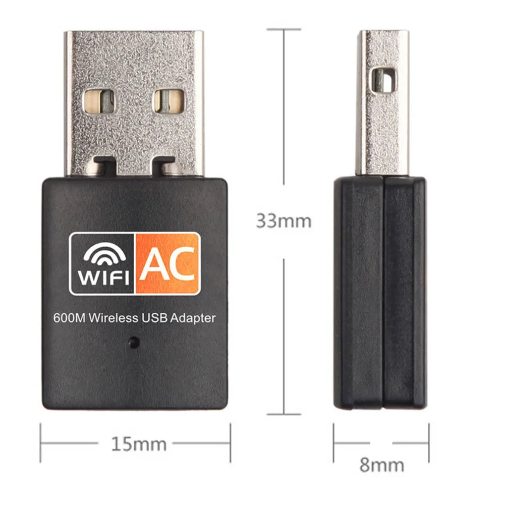 Wifi Adapter Network Card Portable Mini Wireless Dual Band Desktop 600Mbps Dongle 2.4G/5.8G