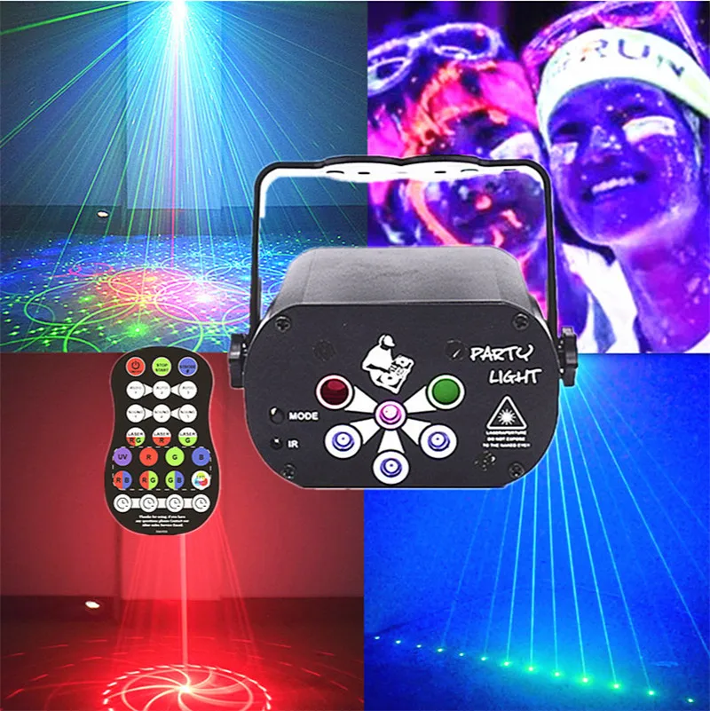 Mini UV lamba profesyonel Led sahne aydınlatma yıldızlı gökyüzü gece lambası ışık projektör 6 delik Disko DJ parti ışığı noel düğün için