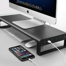 Стойка-держатель для монитора ноутбука из алюминиевого сплава с USB Riser Настольный Дисплей Кронштейн для ноутбука/ПК мониторов/интегрированный компьютер