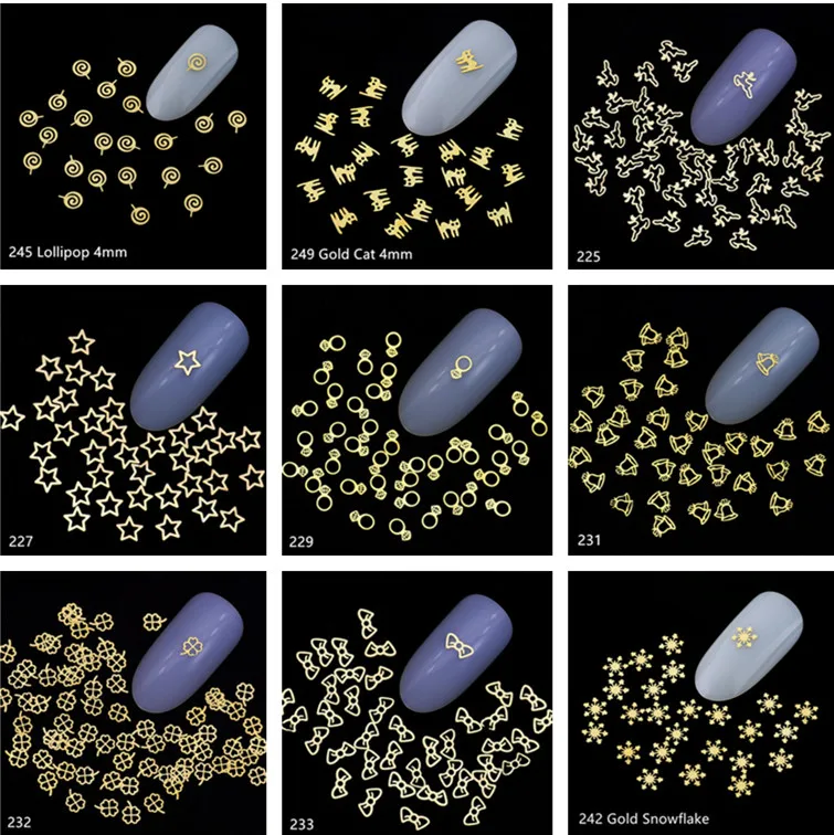 Красота из золотистого металла Дизайн ногтей Стикеры ультра тонкие украшения бантом леденцы Дизайн крошечный кусочек ногтя DIY Интимные