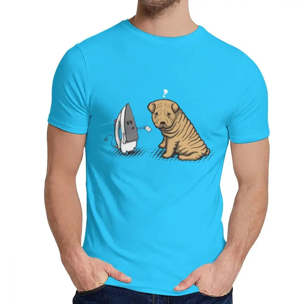 Мужская футболка собака Шарпей Guard Dog из чистого хлопка аниме Crewneck Harajuku уличная футболка - Цвет: Королевский синий