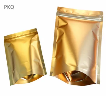 

9*13cm +3cm small Gold Aluminum Foil Mylar Bag Stand Up Zipper Pouch Resealable Retail food packaging zip lock Bag