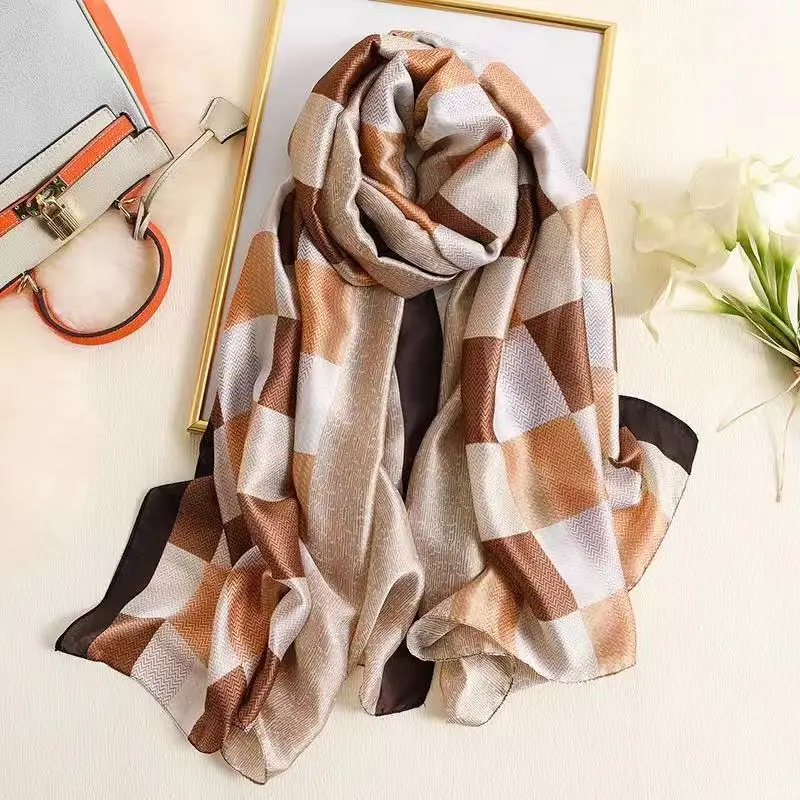 180*90cm Classic Summer Beach Prints Silk Scarves Female Shawl Women Foulard Cover-ups Wrap Bandanna Muffler Chiffon Hijab lady 3