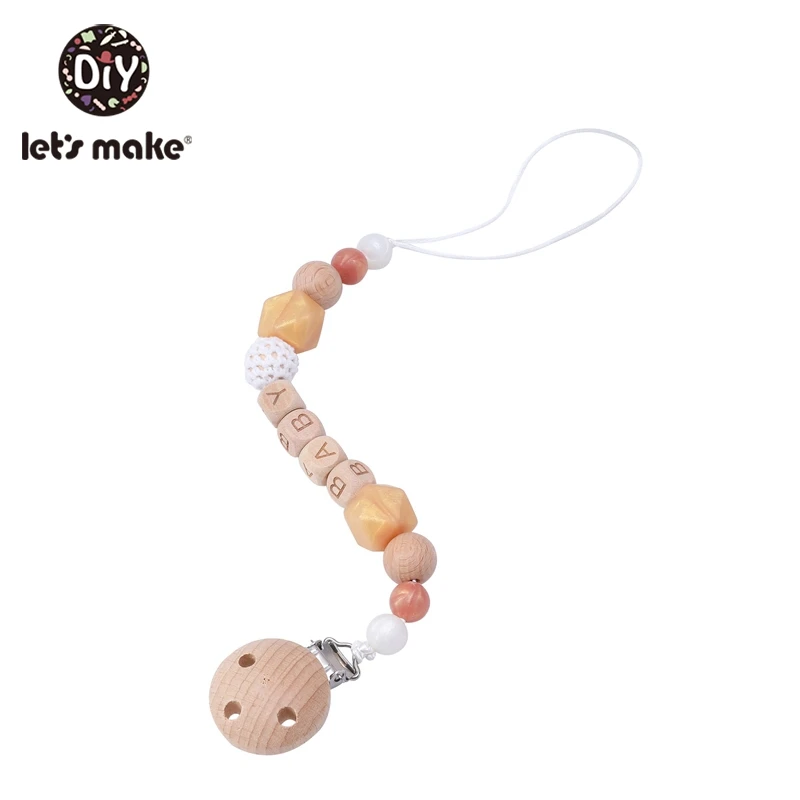 Let'S Make/1 шт., деревянная цепочка для соски, персонализированный зажим для соски, детский прорезыватель, игрушки, аксессуары для детской коляски, игрушки для новорожденных