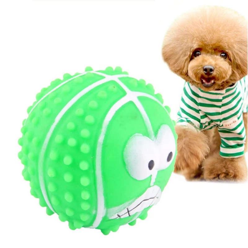 

Rubber Dog Face Interactive Chew Toys for Dogs Cats Pet Squeaky Squeaker Toys Ball Sounding Toy Dia. 7cm