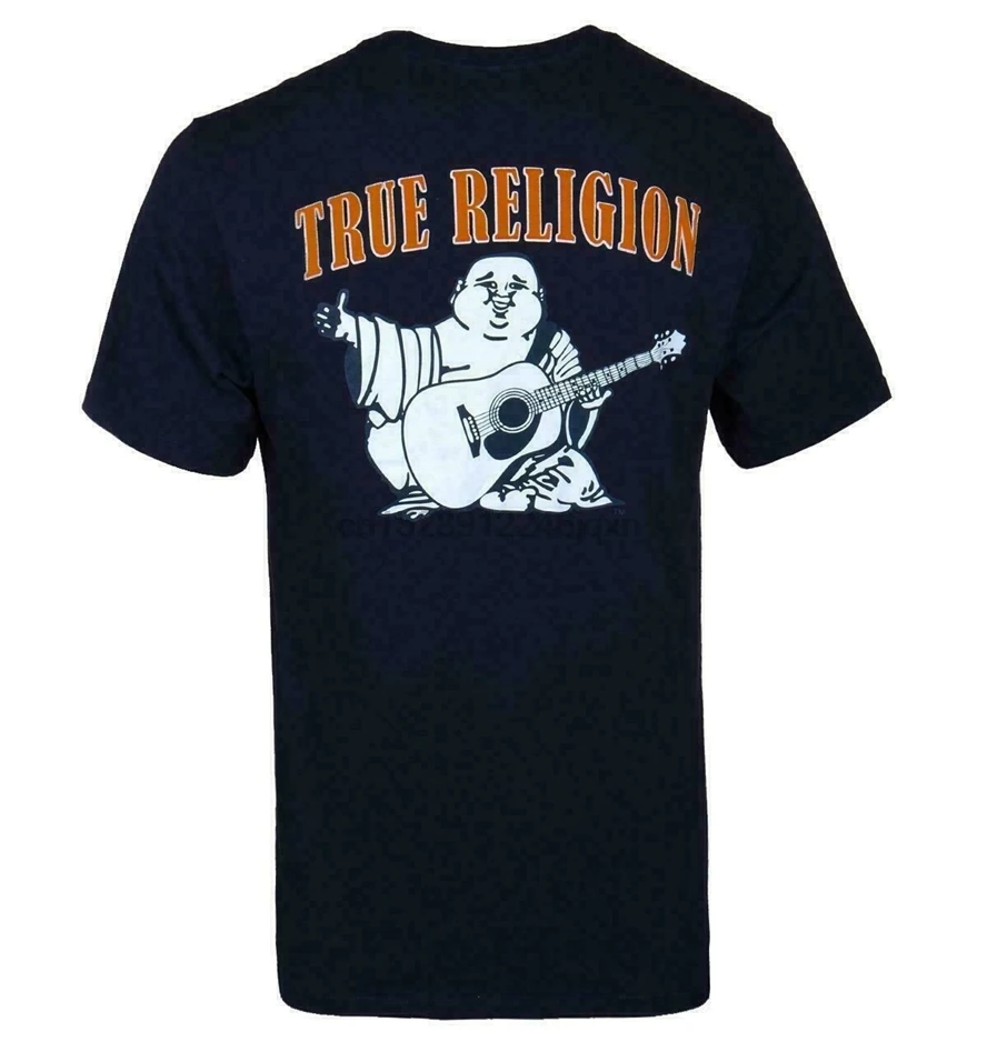 2019True-Religion-Mens-Navy-T-Shirt-Regular-Fit уличная забавная футболка |