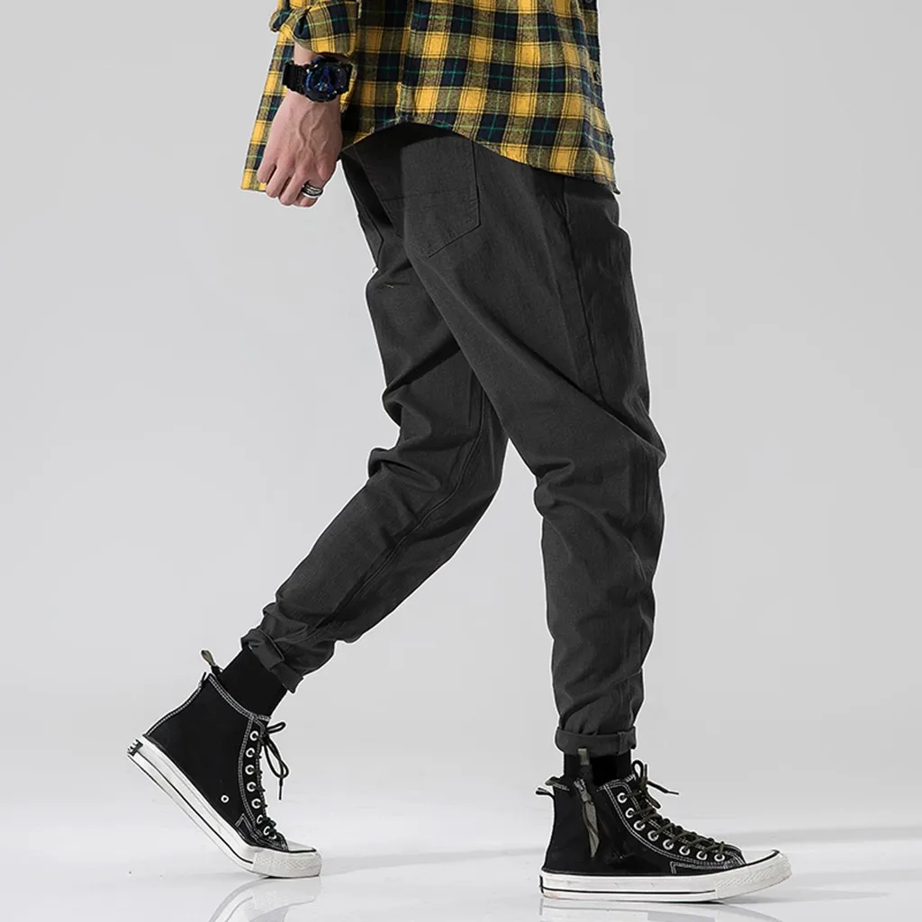 Повседневное брюки Для мужчин хлопок Slim Fit Мужские брюки Чинос; Новая модная Повседневное на открытом воздухе карман пляжные однотонные брюки длинные брюки для девочек плюс Размеры