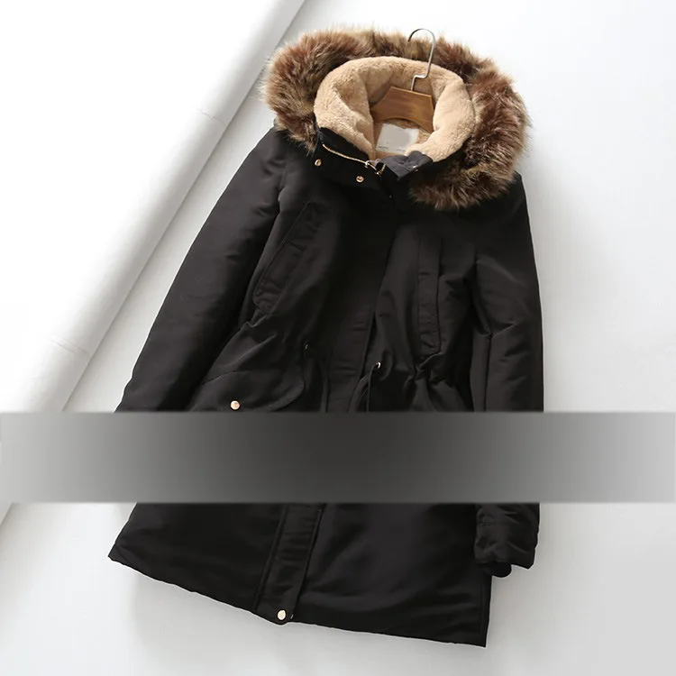 

Pn30 WOMEN'S Dress Winter New Products Loose-Fit Drawstring Waist Hugging Pike-Style Thick Fur Collar Cotton Overcoat Women's