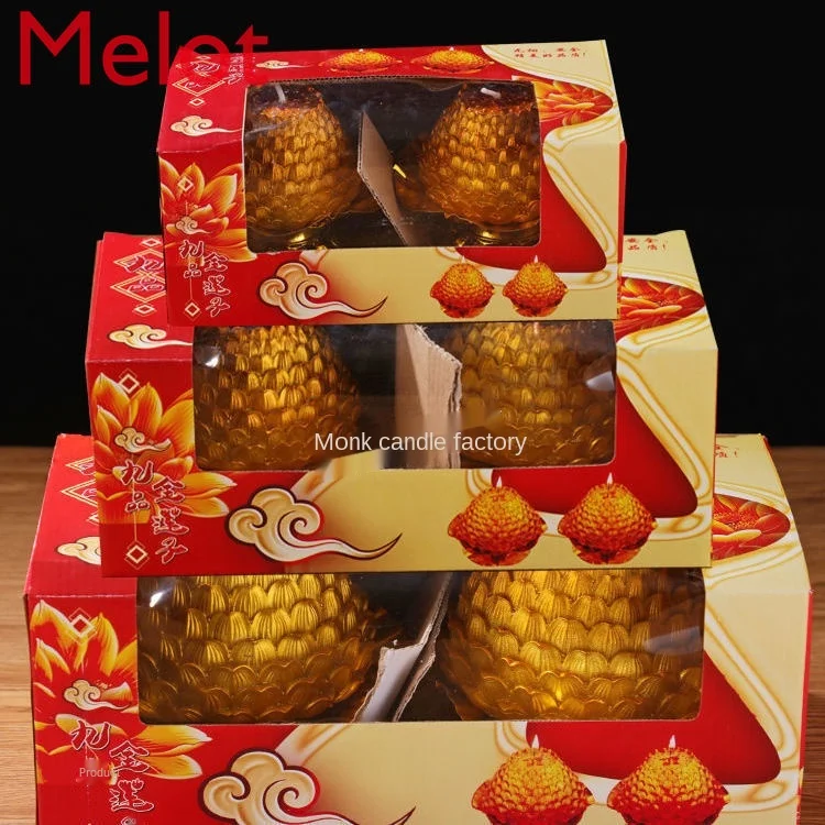Golden Lotus Candle Buddha Worship Home Gift Butter