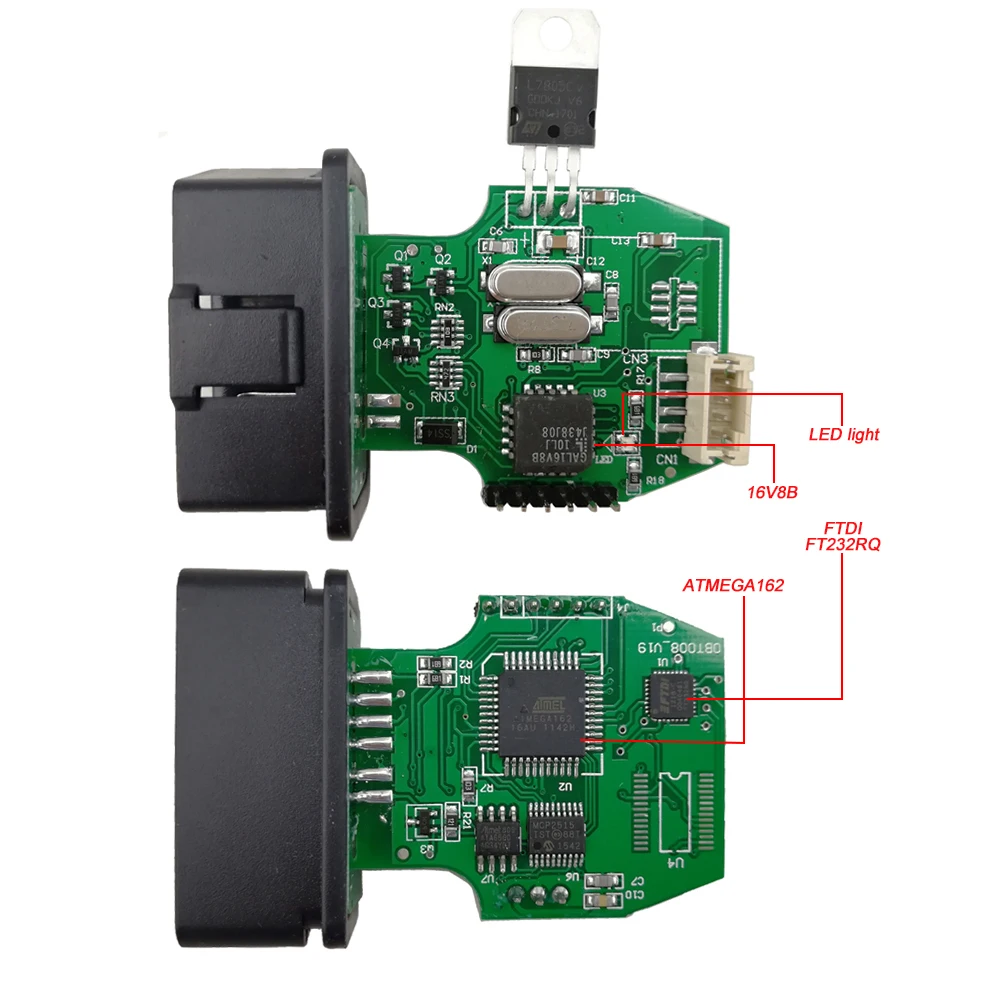 Электрические тестеры общие OBDII 16 Pin Диагностический кабель 1St ATMEGA162+ 16V8+ FT232RQ Артикул: 1St-Multi-189