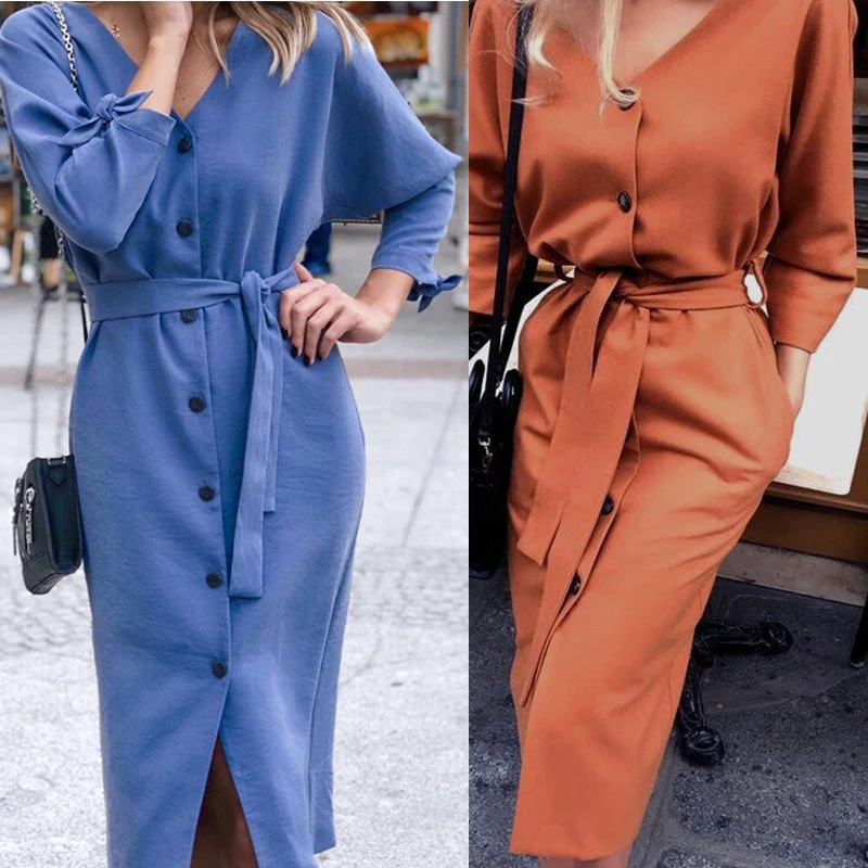 Размеры плюс сексуальное платье с v образным воротом осеннее длинными рукавами