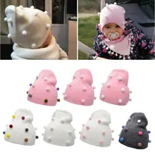 Детская вязаная шапка с помпоном для девочек, зимние шапочки для девочек, детская шапка
