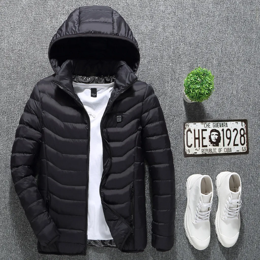 Модное зимнее мужское пальто, Смарт USB Брюшная спина, Электрический нагрев, теплый пуховик, хлопковая куртка, Мужская Повседневная блуза, топ, пальто, Новинка