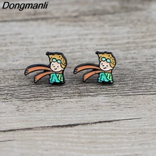 K629 Le Petit Prince and Fox милые аниме из мультфильмов серьги-гвоздики для женщин дети эмаль пирсинг серьги ювелирные подарки для девочек