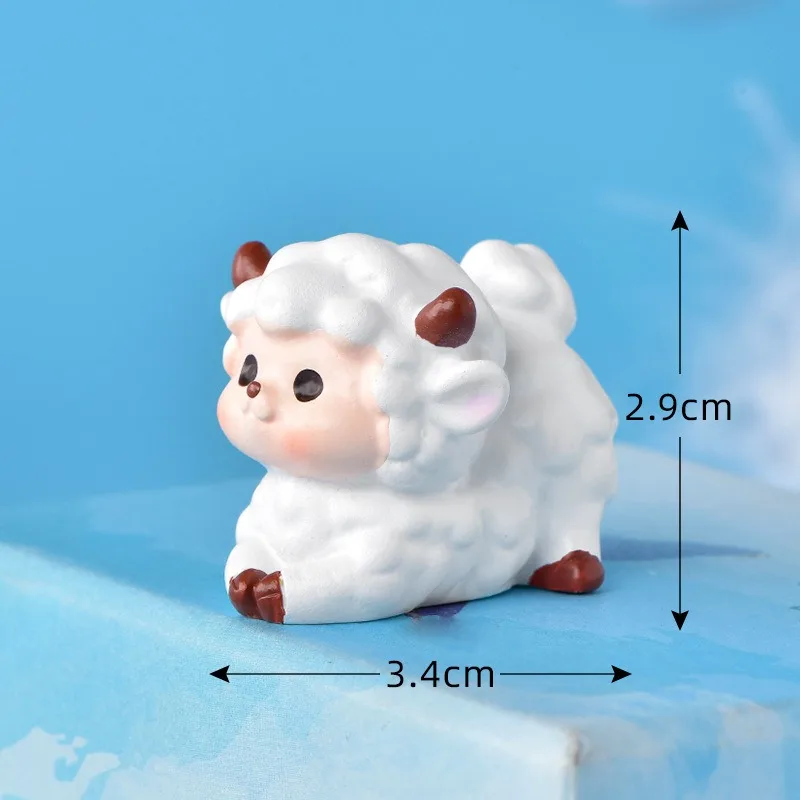 2X Small White Sheep Micro Landscape Resin Cartoon Decorations Ornaments V8Y5 