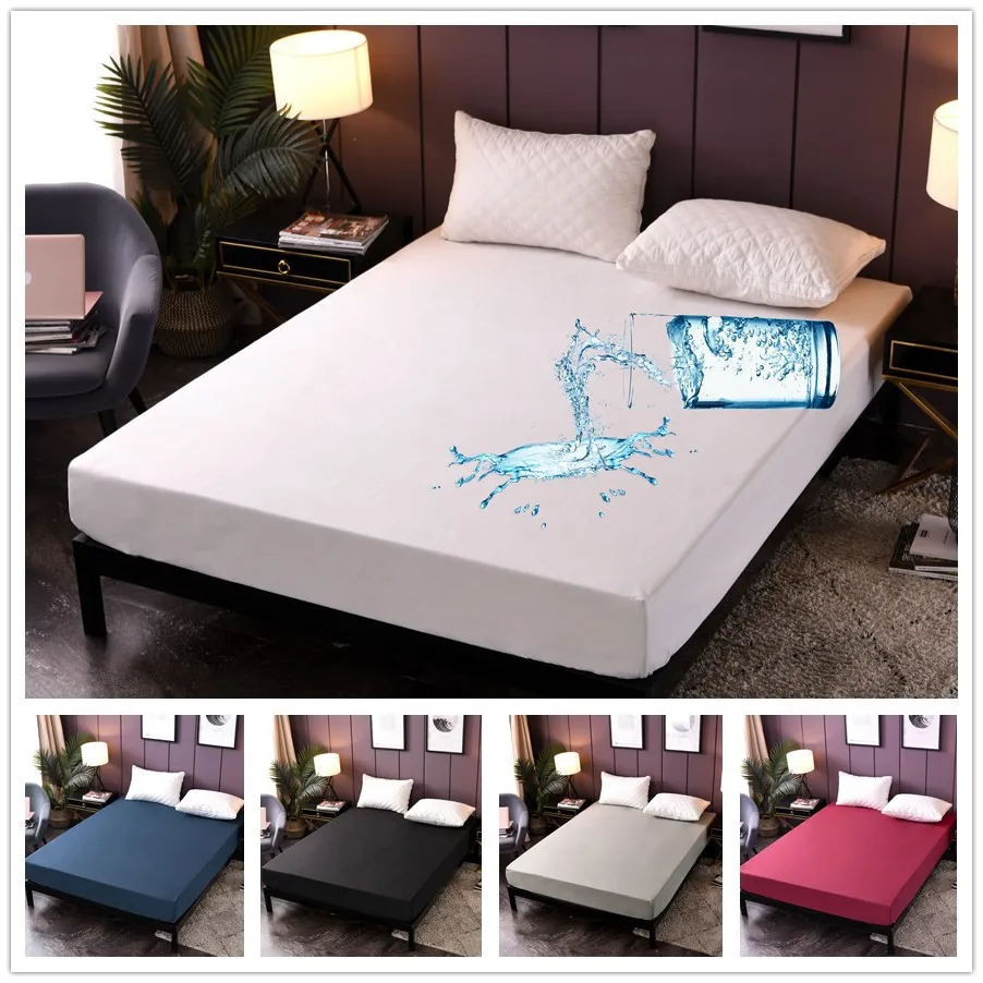 

Waterproof Mattress Cover Luxury Terry Cloth Mattress Protector Sheet Elastic Bedspread Hotel Home Use Drop Shipping