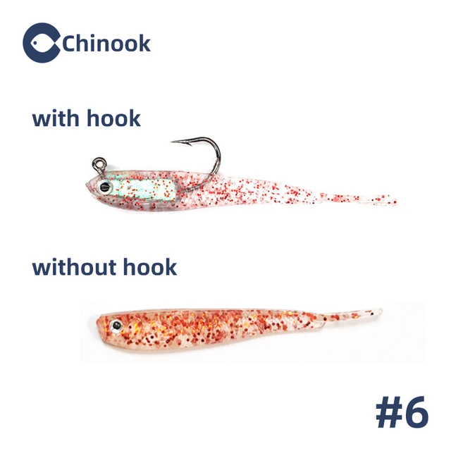 Chinook 5pcs Soft Bait Soft Fish Fork Tail with or without Hook Fish Artificial Silicone Fish Bait Fishing Tackle 6