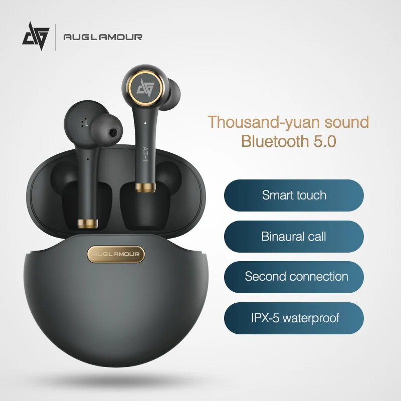 AUGLAMOUR AT-1 TWS Ture беспроводной Bluetooth 5,0 Динамический драйвер наушники-вкладыши с IPX5 Водонепроницаемый Smart touch