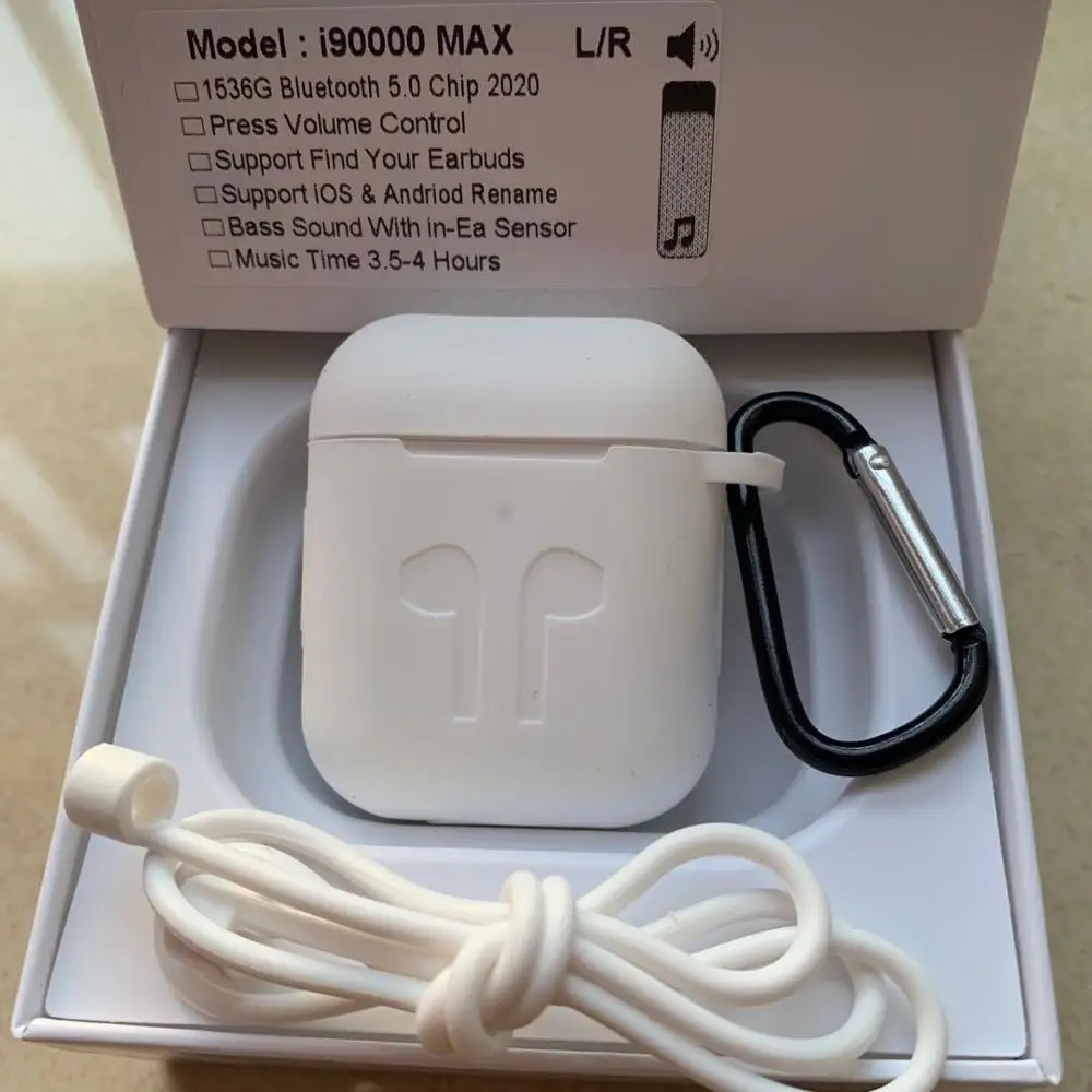 I90000 MAX TWS Wireless Earphone with Air 2 Rename Bluetooth 5.0 Earphones Super Bass Earphones PK Volume Control  i90000 ProTWS