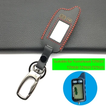 

TZ9010 Tomahawk LCD Remote Control Leather Key Case TZ-9010 Keychain Fob Cover for Vehicle-Way Safety Car Alarm System TZ 9010
