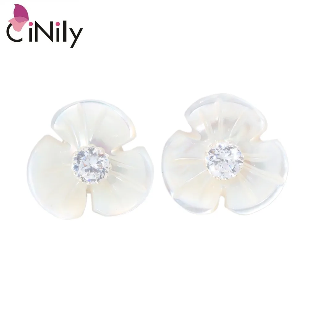 

CiNily Natural White Shell Cubic Zirconia 100% Soild 925 Sterling Silver Wholesale for Women Jewelry Stud Earrings 10mm SE024