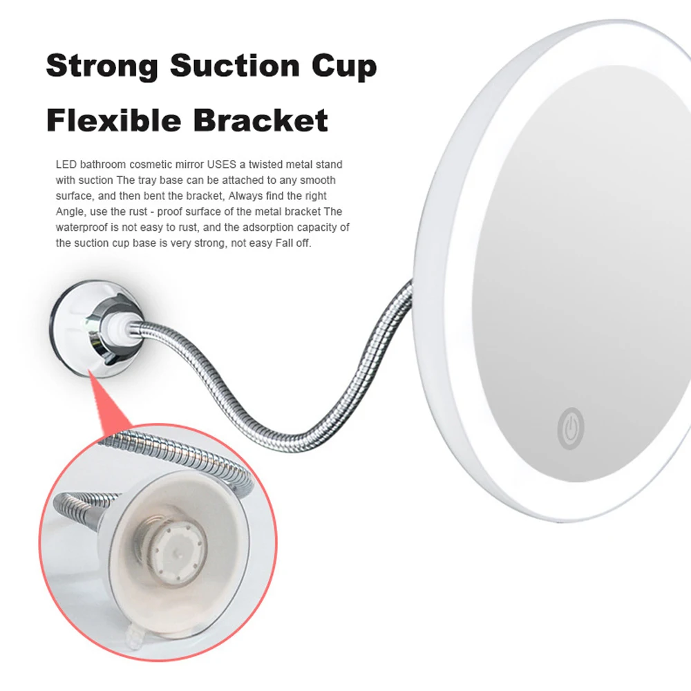 Touch Screen Makeup Mirror 5X Magnifying Flexible Mirror Brightness Adjustable LED Light Vanity Mirror Make Up Miroir Maquillage 7